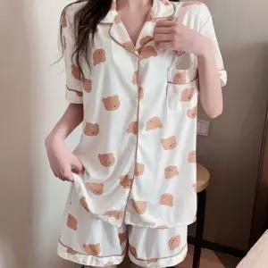 여성 여름 반팔 반 바지 예쁜 잠옷 세트 미니크림베어