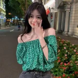 여성 여름 오프숄더블라우스 꽃무늬 고급스런 예쁜