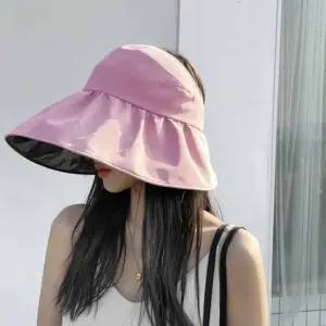 UV차단모자 챙이넓은모자 여자 벙거지 핑크