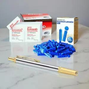 체했을 때 손 따기 사혈기 수지침 바늘100개+알콜스왑100매 세트