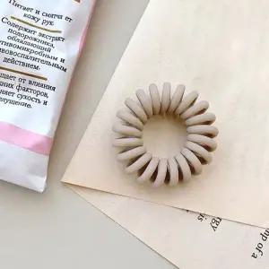 파스텔 무광 전화선 스프링 헤어끈 그레이