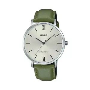 [신세계라이브쇼핑]카시오 MTP-VT01L-3B 라운드 남성 가죽 아날로그 시계