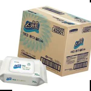아기물티슈 유한킴벌리 스카트 에코 종이 물티슈 캡형 E-Pack (70매 x 24개입) 1박스