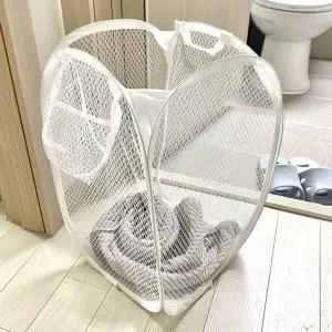 접이식 메쉬 세탁 바구니 원룸 필수품 자취생 빨래 정리함 (WFKFZ08)