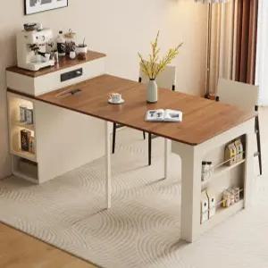 확장형 아일랜드 식탁 크림색 접이식 다기능 주방용 고급스러운 가벼운 디자인 작은 아파트용