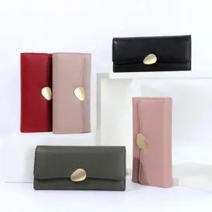 여성 장지갑 5컬러 1P 골드버튼 카드 지폐 패션 지갑