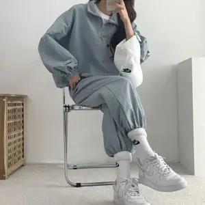 카라티셔츠세트 여성 무지 긴팔 반집업 운동복 세트 1P 조거 셋업