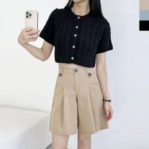 반팔가디건 꽈배기 반팔 크롭 여성 니트가디건