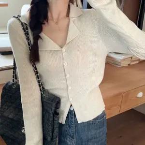 카라 골지 데일리 니트 가디건 캐주얼룩