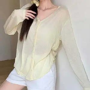 브이넥가디건 여성 브이넥 루즈핏 시스루 여름 긴팔 가디건