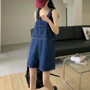 점프수트 러블리 스타일 여성 데님 진청 데일리 점프 수트