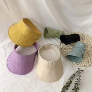 아동 칼라 면 썬캡 썬햇 여름 모자 면 찍찍이 어린이 선캡