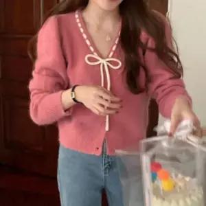 가디건 여성 니트 브이넥 리본 러블리 데이트룩 가디건