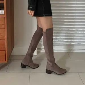 고품질 소개팅 데이트 룩 싸이 하이 스웨이드 롱부츠 여성 신발부추 (WFKHECO)