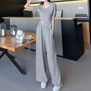 여성 투피스트레이닝 여름 투피스 반팔 밴딩팬츠 셋업 캐주얼 세트 밴딩바지