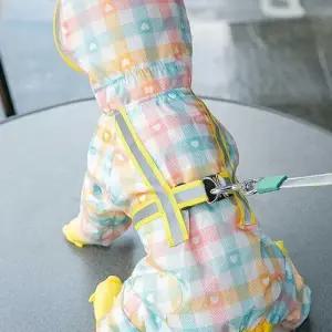 반려견 비오는 날 야간 산책 야광띠 우비 올인원 코디 WDD9A0B