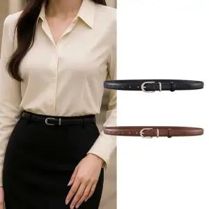 소가죽 벨트 데일리 여성 얇은 금장 버클 가죽 허리띠