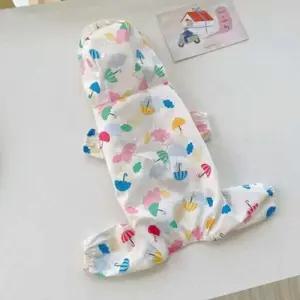 귀여운 강아지 프릴 후드 올인원 비옷 L 장마 대비 애완동물 용 WFLRCY0