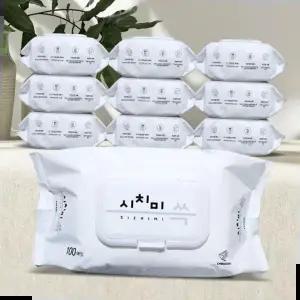 도톰한물티슈 물티슈 여행용 미니 아기휴대용 소형 콧물 100매 10팩