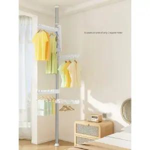 프리미엄 무타공 압축봉 기둥식 높이조절 빨래건조대 베란다 실내 3.1m 펄화이트 4단