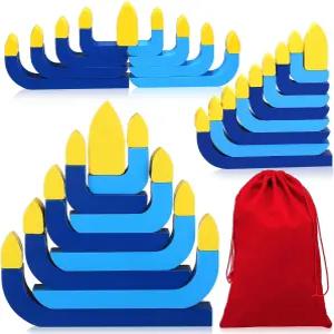 버틴통 하누카 나무 메노라 스태커 탈착식 캔들 빨간 가방 교육용 블록 포함 축하 장식용