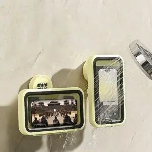 (색상 베이지)무타공 욕실 핸드폰 거치대 회전형 핸드폰 거치대 방수 휴대폰 받침대