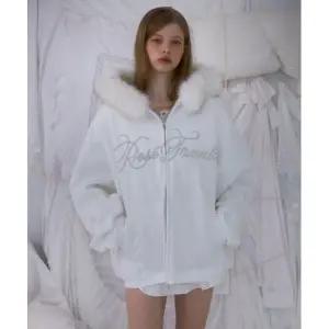 매장정품 ROSEFRANTZ Fur Overfit Lettering Hood Zip-up [Ivory]