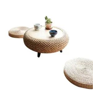 원형 소형 원목 다도테이블 미니찻상 라탄테이블 낮은