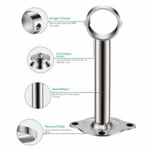 1개 스테인리스 스틸 옷장 플랜지 베이스 레일 지지 브래킷 커튼 봉 소켓