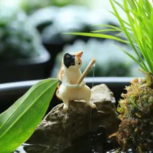 [무슈봉]조경 고양이 낚시 장식 어항 피규어