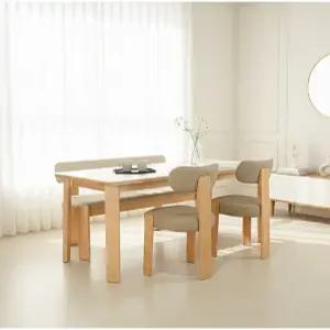 로메 애쉬 원목 세라믹 포세린 6인용 2000 벤치형 식탁세트 내추럴 (착불)