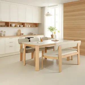 로메 애쉬 원목 세라믹 포세린 6인용 2000 의자형 식탁세트 내추럴 (착불)