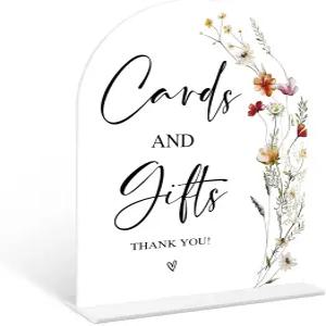 보호 플로럴 카드 및 선물 사인 홀더가 있는 6 x 8 인치 화이트 아치 아크릴 웨딩 예식 피로연을 위한 장식