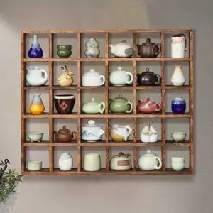원목 찻잔 선반 다기 장식장 빈티지 벽걸이 인테리어 다도