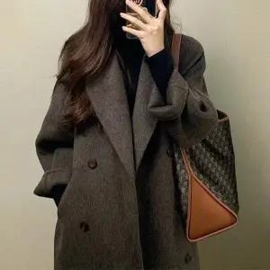 무드코트 오버핏코트 데일리아우터 크루안롱코트