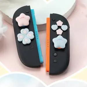 귀여운 별 모양 실리콘 소프트 D패드 크로스 버튼 ABXY 키 스티커 스킨 케이스 스위치 2 NS2 조이콘 썸 스