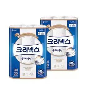 크리넥스 3겹 울트라클린 화이트 25MX30롤 2팩 화장지 휴지