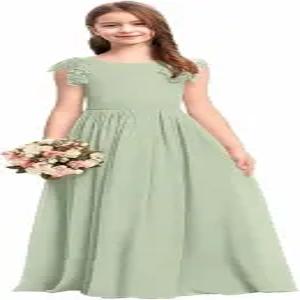 시폰 주니어 신부 들러리 드레스 레이스 플라워 걸 웨딩 프린세스 대회 볼 여아용