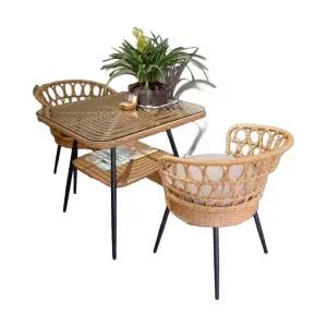 라탄티테이블의자셋트 부부 펜션 바깥 커피숍 야외용 등나무 야외 주택 테이블 세트