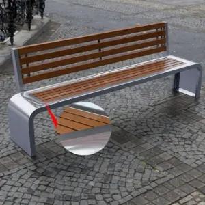 야외용 벤치 공원 옥외용 스테인리스 등받이 원목 나무 정류장 좌석