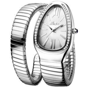 여성용 MASTOP 뱀 얼굴 시계 모양 방수 강철 다인 드레스 여성 손목 Relogio Femenino