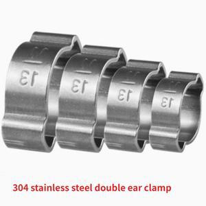 1020Pcs 5-34mm 304 스테인레스 스틸 이중 귀 호스 클램프 웜 드라이브 연료 파이프 클립 워터
