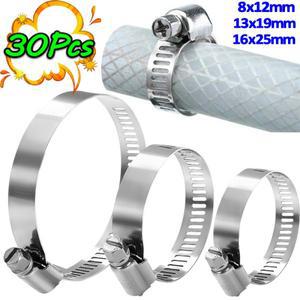 10-30Pcs 조정 가능한 스테인레스 스틸 스크류 밴드 호스 클램프 자동차 연료 파이프 웜 기어 클립 워터 패