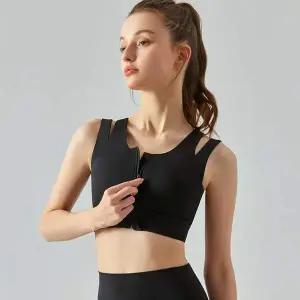 앞지퍼 상의 나시 요가 브라 러닝 헬스 스포츠 브라