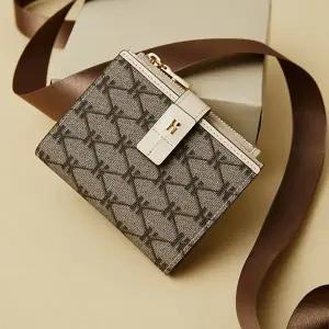 [헤지스](대전신세계)[헤리아토] 아이보리 시그니처 패턴 가죽 반지갑 HIWA6E886IV