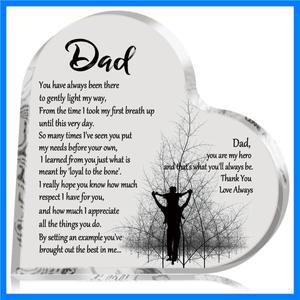 1-3PCS 아빠를위한 하트 모양 아크릴 플라크 생일 아버지의 날 감사하는 견적 축복받은 소원 기념 기념품