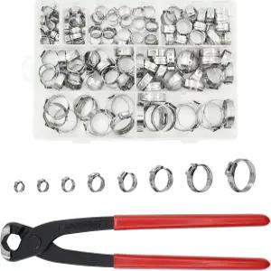 플라이어가 포함된 SHRJ 130pcs Pex 클램프 구색 키트 304 스테인리스 스틸 헤비 듀티 PEX 인치 크림프 링