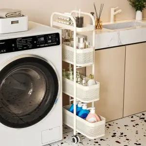 이동식 철제 틈새 수납 트롤리 16cm 슬림 바퀴 선반 3단 4단 수납정리대 서랍식 슬라이딩 STS STS