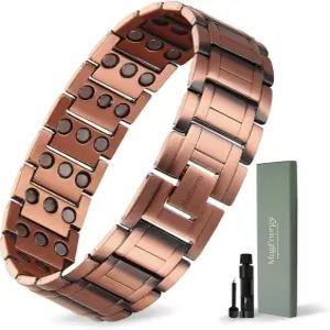 남성용 MagEnergy 구리 팔찌 3X 마그네틱 99.99 순 손목 밴드 조절식 주얼리 선물 사이즈 조절 도구 포함