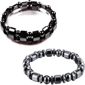 VIKI LINN 여성용 및 남성용 헤마타이트 마그네틱 스톤 비드 조절 가능한 팔찌 손목밴드 엄마 아빠 아내
